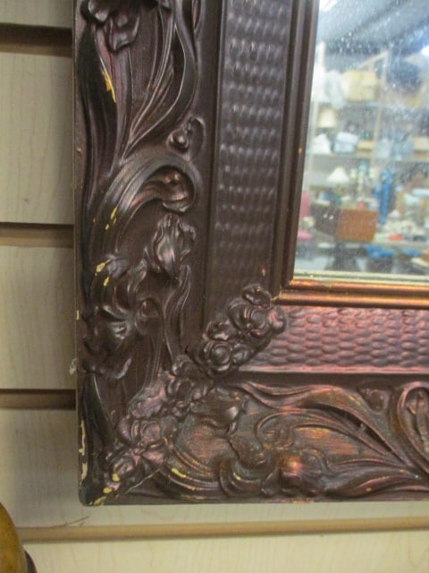 Ornated Bronzed Wood Frame Wall Mirror - 2