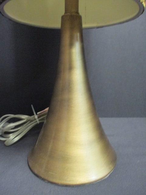 Mid Century Modern Giclee Glow Table Lamp with Demask Fabric Drum Shade - 2
