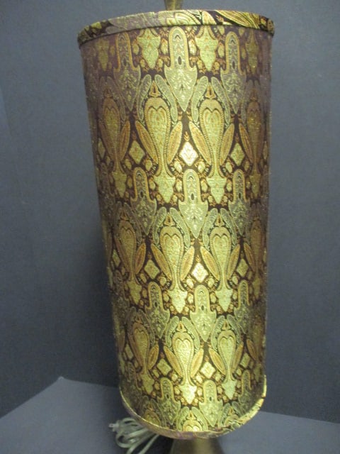 Mid Century Modern Giclee Glow Table Lamp with Demask Fabric Drum Shade - 3