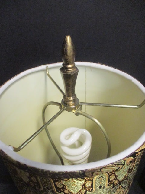 Mid Century Modern Giclee Glow Table Lamp with Demask Fabric Drum Shade - 4