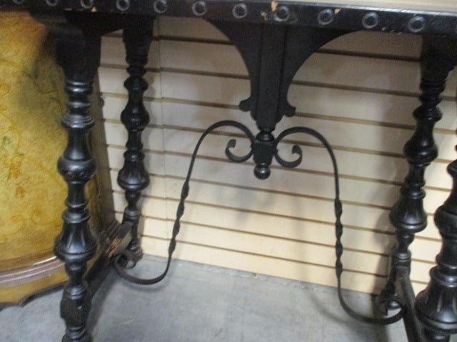 Black Wood and Wrought Iron Console Table - 3