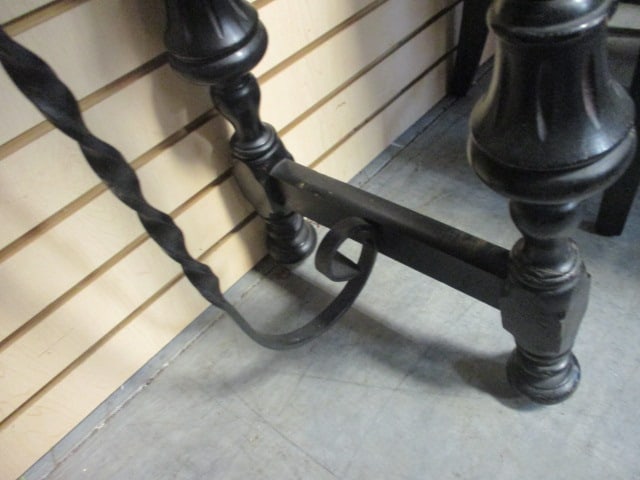 Black Wood and Wrought Iron Console Table - 4