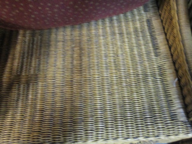Vintage Rattan Club Chair and Ottoman with Cushions - 7