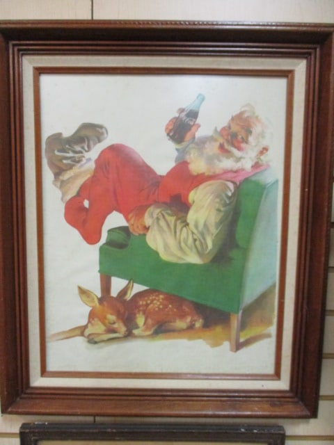 Vintage Framed and Matted "Coca-Cola Santa" Print (1 of 5)