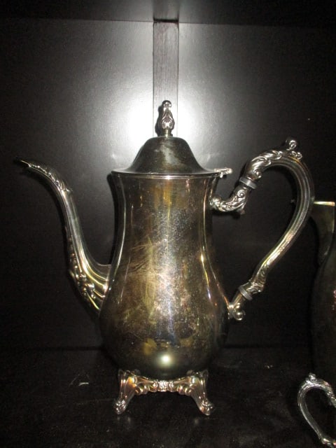 Vintage Silverplated Coffee Pot, Pitchers, Sugar, and Creamers - 3