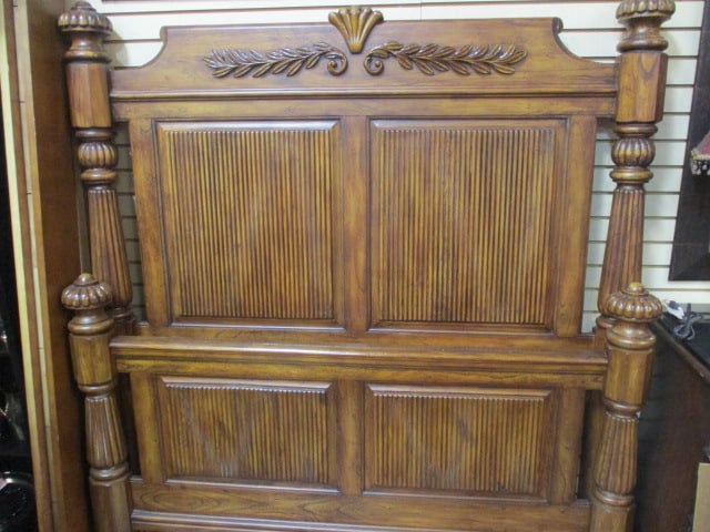 British Colonial Tropical Style Queen Wood Bed Frame (1 of 6)