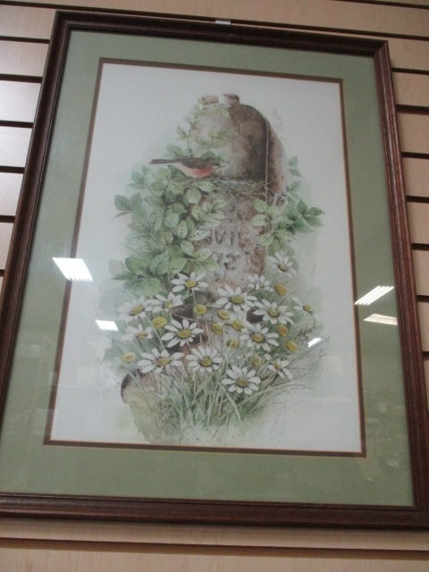 Framed and Matted Vintage Bird Print by Ashlock - Signed and Numbered: 20" x 28"