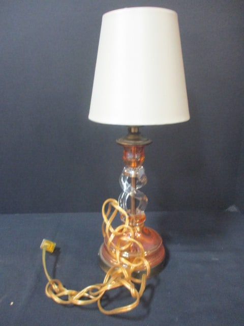 Hollywood Regency Twisted Stem Vanity Lamp: 15 1/4"