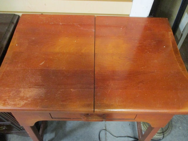Vintage Kenmore E-6354 Sewing Machine in Flip-Top Wood Cabinet - 2