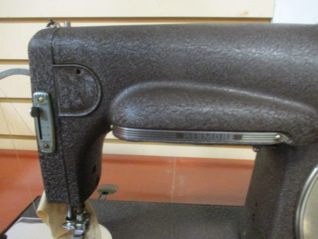 Vintage Kenmore E-6354 Sewing Machine in Flip-Top Wood Cabinet - 4