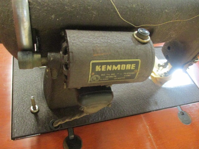 Vintage Kenmore E-6354 Sewing Machine in Flip-Top Wood Cabinet - 8