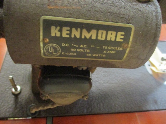 Vintage Kenmore E-6354 Sewing Machine in Flip-Top Wood Cabinet - 9