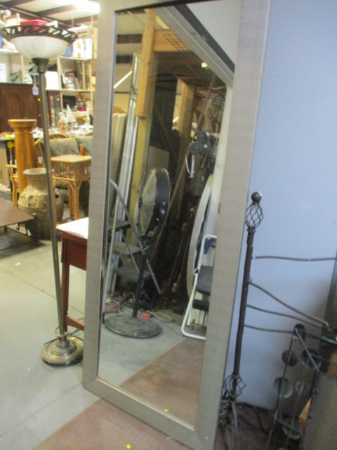 Large Textured Wood Frame Full-Length Wall Mirror (1 of 3)