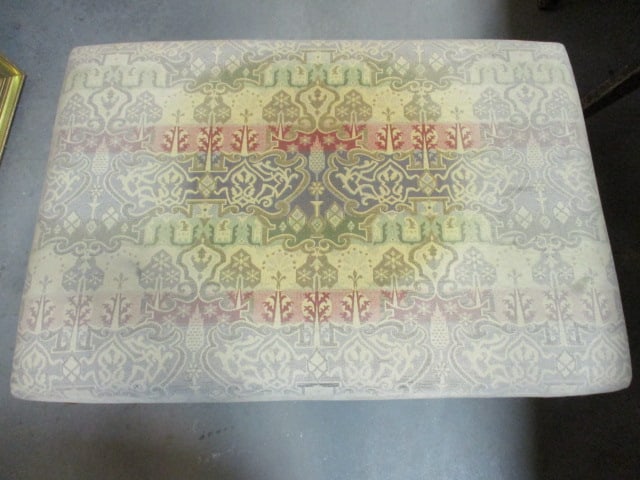 Vintage Upholstered Rolling Ottoman - 2