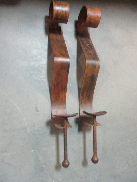 Pair of Distressed Metal Candle Wall Sconces (1 of 4)