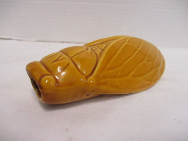 Vintage Provencal Yellow Ceramic "Cicada" Wall Pocket: 6"