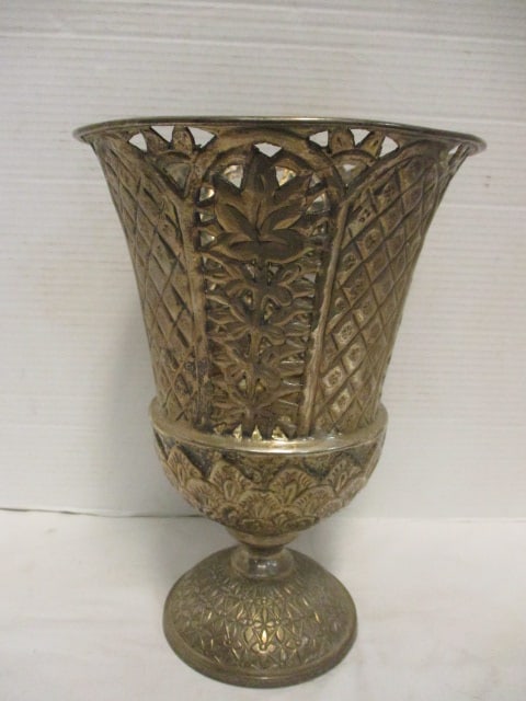 Vintage Pierced Silverplated Pedestal Candle Holder - Made in India (1 of 4)