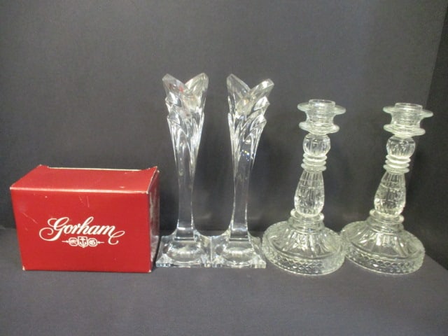 3 Pairs of Vintage Crystal Glass Candle Holders (1 of 10)