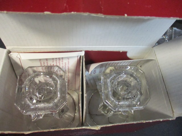 3 Pairs of Vintage Crystal Glass Candle Holders - 4