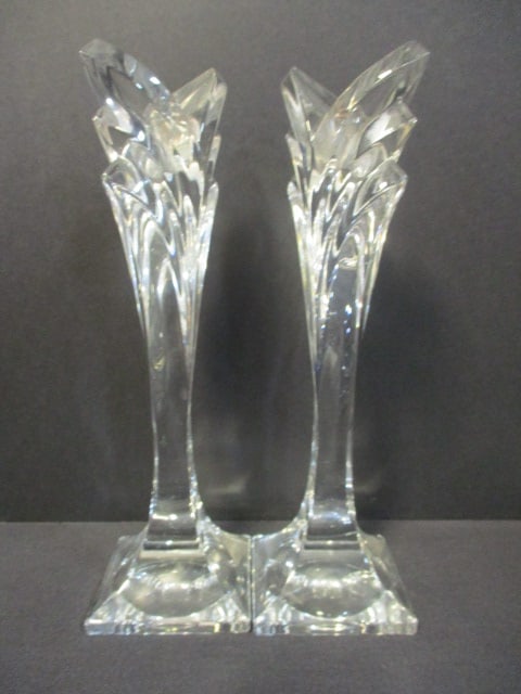 3 Pairs of Vintage Crystal Glass Candle Holders - 5