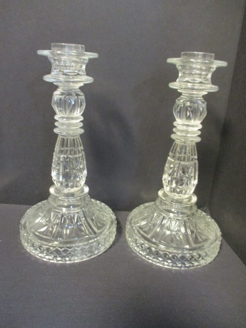 3 Pairs of Vintage Crystal Glass Candle Holders - 6