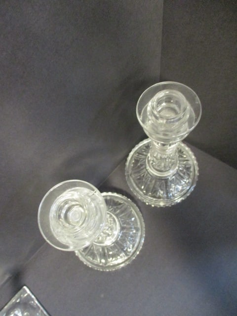 3 Pairs of Vintage Crystal Glass Candle Holders - 7