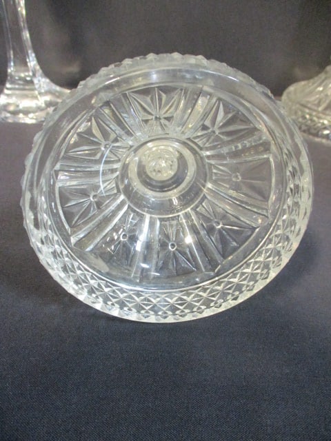 3 Pairs of Vintage Crystal Glass Candle Holders - 8