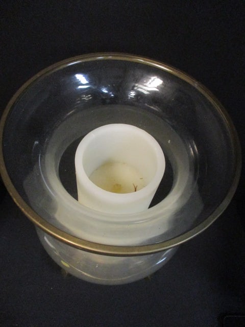 Vintage Brass Candle Holder with Glass Hurricane and Electric Candle - 2