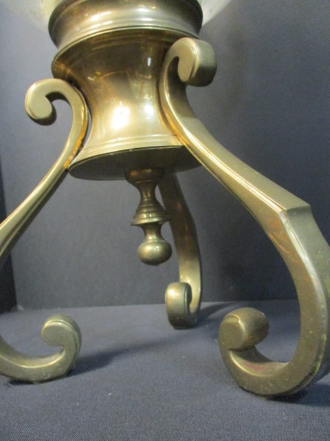 Vintage Brass Candle Holder with Glass Hurricane and Electric Candle - 3