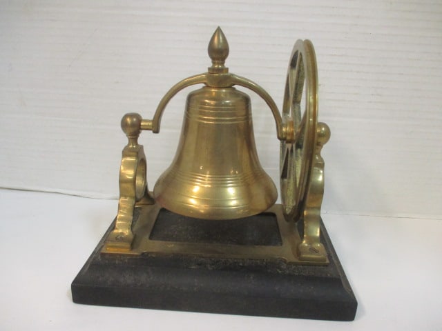 Vintage Nautical Brass Ships Bell Desk Mount (1 of 4)