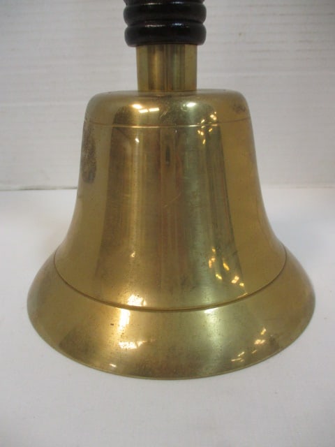 Vintage Brass and Wood Handle School Bell - 2