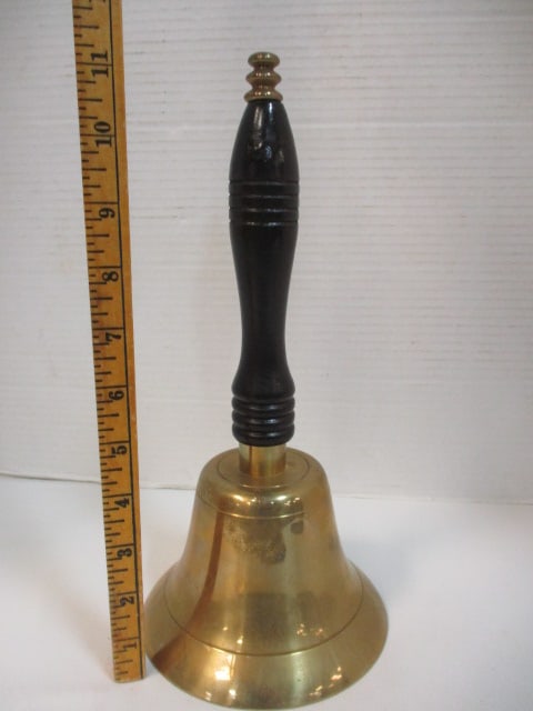 Vintage Brass and Wood Handle School Bell - 5