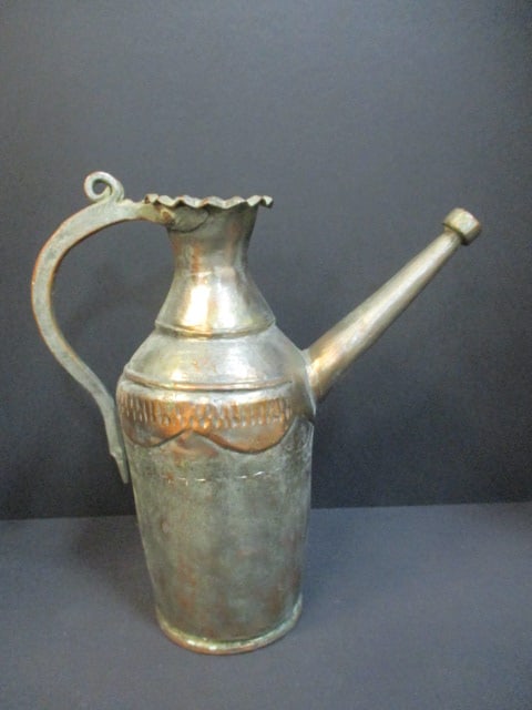 Vintage Turkish Hammered Metal Ewer: 10"