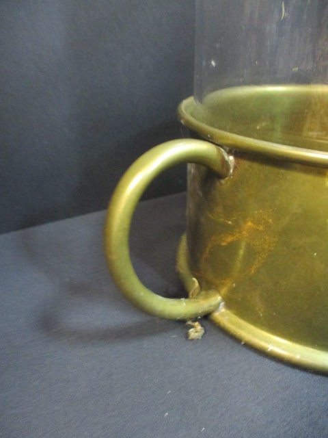 Large Vintage Brass Candle Holder with Glass Cylinder Hurricane - 3