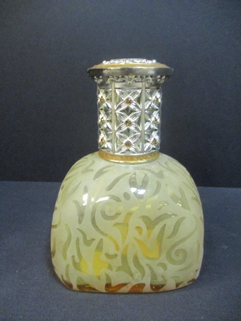Etched Glass Bottle with Silverplate Top Perfume/Incense Diffuser: 5 3/4"