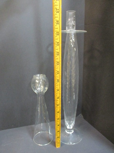 2 Blown Glass Candle Holders - 8