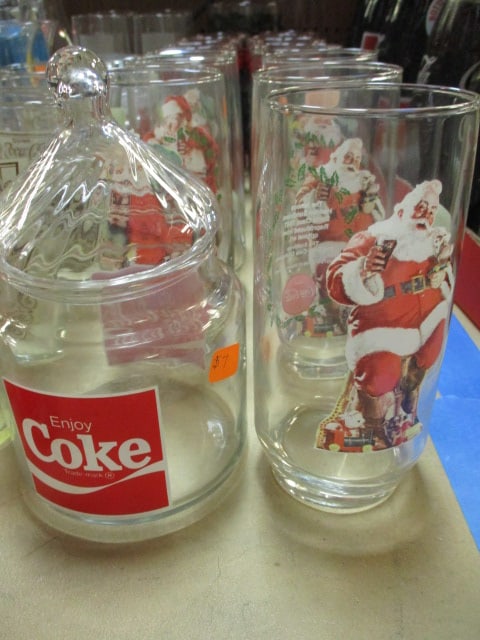 Lot of Vintage Coca-Cola Glasses, Carafes, Candy Jars, Candle Holders, etc. - 2