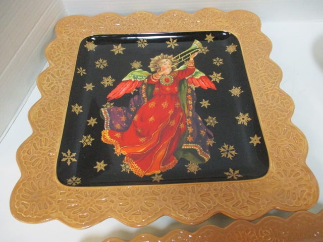 3 Raymond Waites "Festive Angels" Serving Dishes - 6