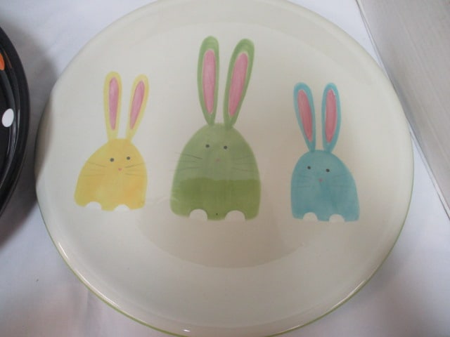 Tag Handpainted Easter Bunny Plate and Halloween Jack-o-Lantern Bowl - 2