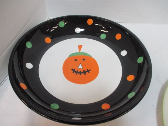 Tag Handpainted Easter Bunny Plate and Halloween Jack-o-Lantern Bowl - 4