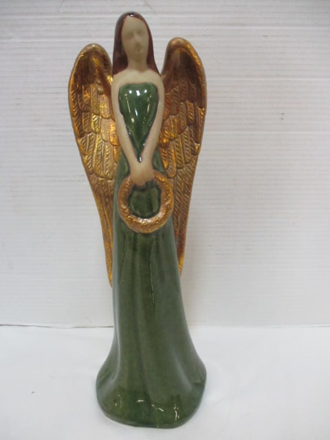 Vintage Handpainted Glazed Pottery Angel Figurine (1 of 6)