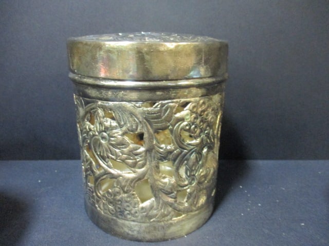 3 India Artisan Silverplated Canisters - 5