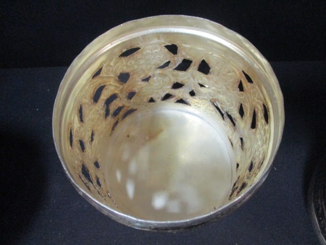 3 India Artisan Silverplated Canisters - 7