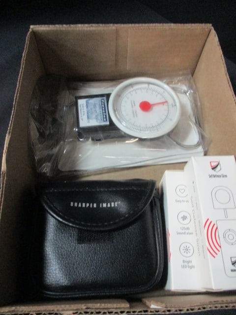 Sharper Image 8x21 Binoculars, Travelon Luggage Scale with Tape Measure,: and 3 Original Defense Self Defense Sirens