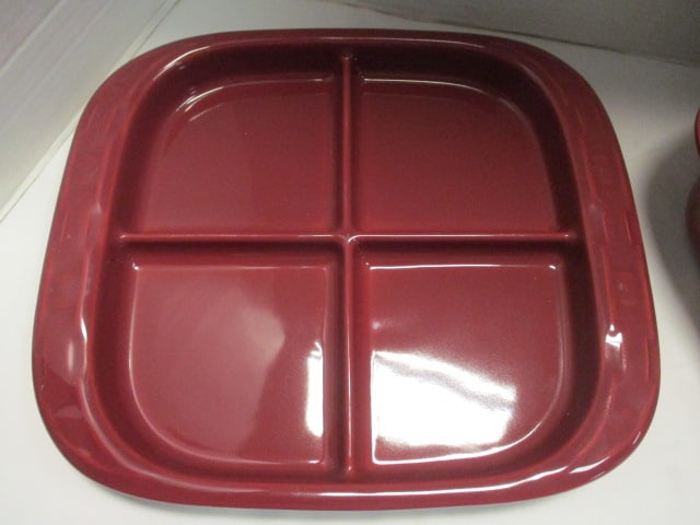 Longaberger Pottery "Woven Traditions" Paprika Red Square Baking Dish and - 3