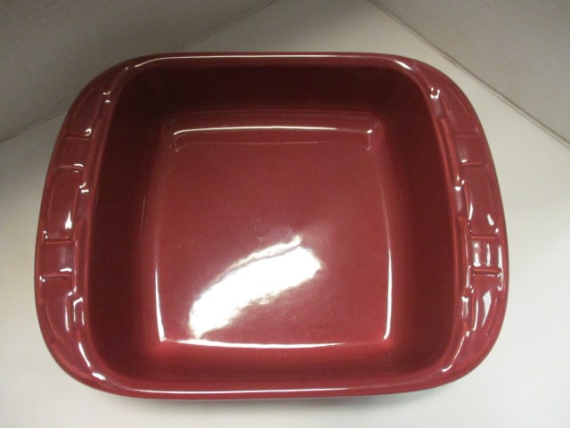 Longaberger Pottery "Woven Traditions" Paprika Red Square Baking Dish and - 5