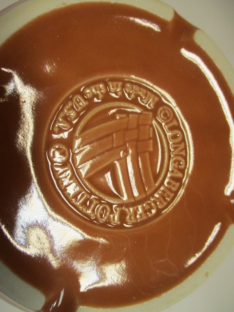 4 Longaberger Pottery "Woven Traditions" Mugs and 1 Sugar Canister - 4