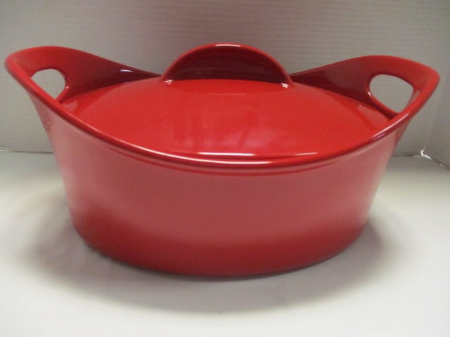 Rachel Ray 4.25 Quart Red Stoneware Covered Casserole Dish (1 of 5)