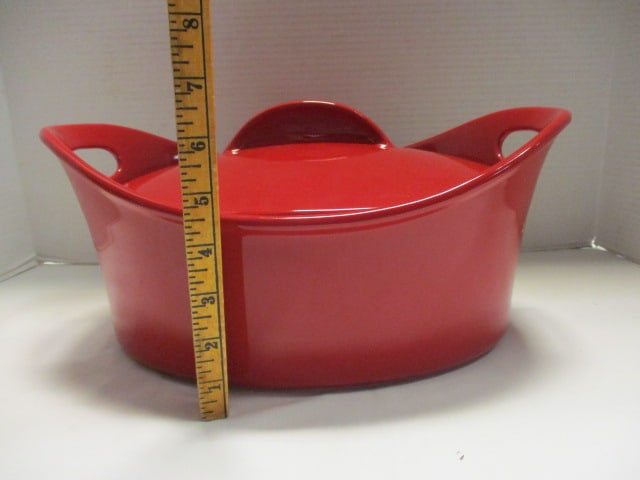 Rachel Ray 4.25 Quart Red Stoneware Covered Casserole Dish - 5