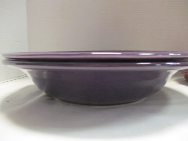 2 Longaberger Pottery "Woven Traditions" Paprika Red Bowls and 2 Eggplant - 5